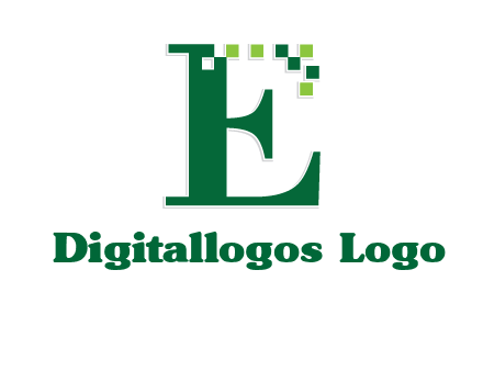letter e incorporated with technology pixels logo
