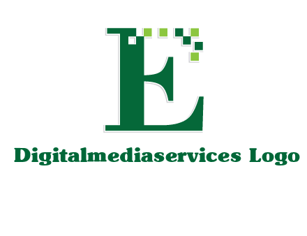 letter e incorporated with technology pixels logo