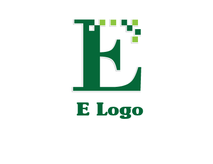 letter e incorporated with technology pixels logo