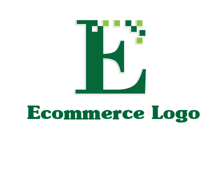 letter e incorporated with technology pixels logo