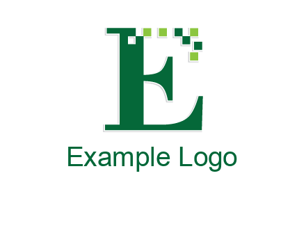 letter e incorporated with technology pixels logo