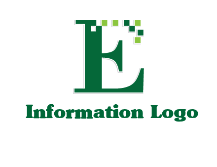 letter e incorporated with technology pixels logo