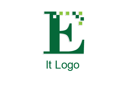 letter e incorporated with technology pixels logo