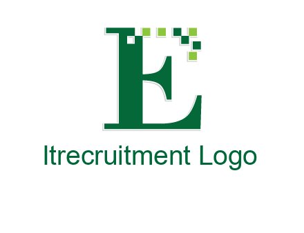 letter e incorporated with technology pixels logo