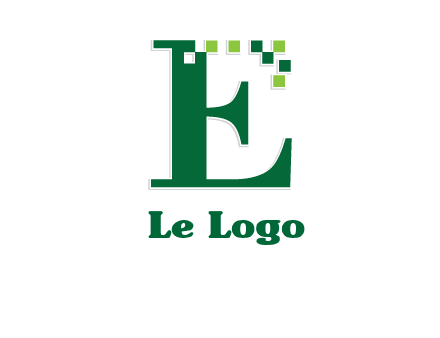 letter e incorporated with technology pixels logo