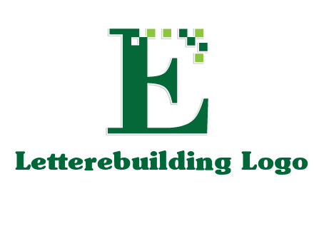 letter e incorporated with technology pixels logo