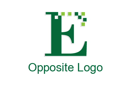 letter e incorporated with technology pixels logo