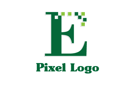 letter e incorporated with technology pixels logo