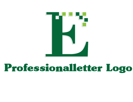letter e incorporated with technology pixels logo