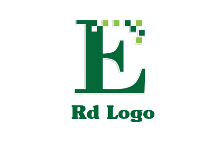 letter e incorporated with technology pixels logo
