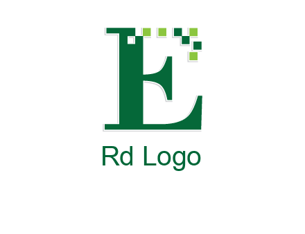 letter e incorporated with technology pixels logo