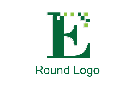 letter e incorporated with technology pixels logo