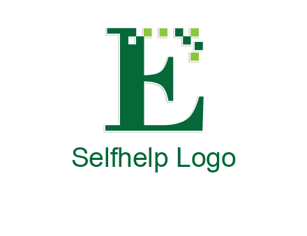 letter e incorporated with technology pixels logo