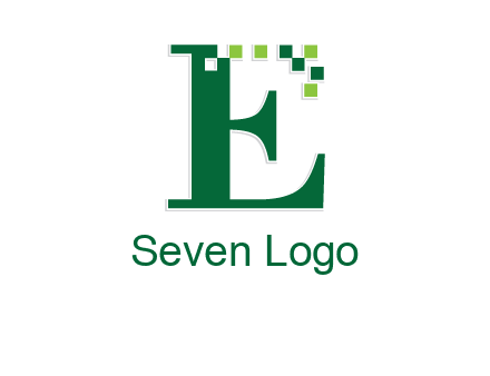 letter e incorporated with technology pixels logo