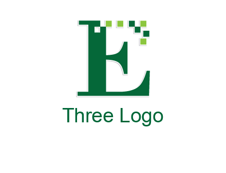 letter e incorporated with technology pixels logo