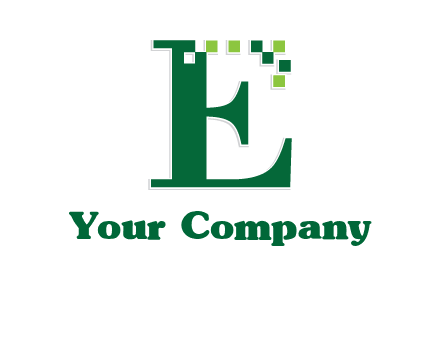 letter e incorporated with technology pixels logo