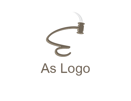 gavel forming the letter e logo