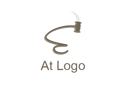 gavel forming the letter e logo