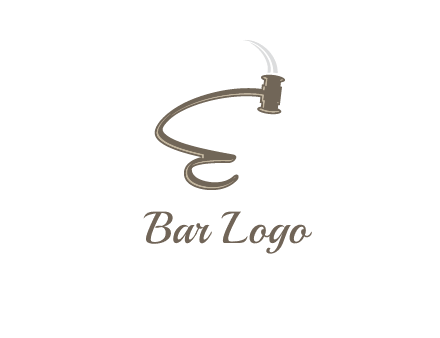 gavel forming the letter e logo