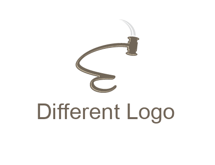 gavel forming the letter e logo