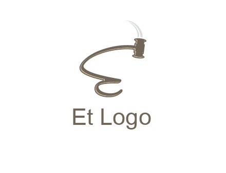 gavel forming the letter e logo