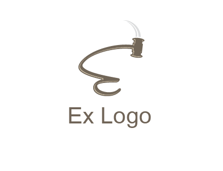 gavel forming the letter e logo