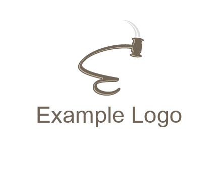 gavel forming the letter e logo