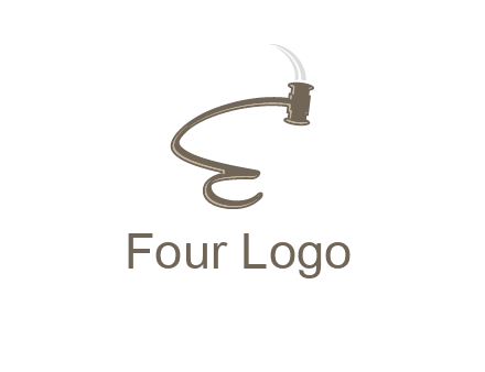 gavel forming the letter e logo