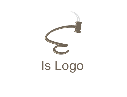 gavel forming the letter e logo