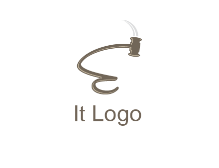 gavel forming the letter e logo