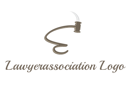 gavel forming the letter e logo