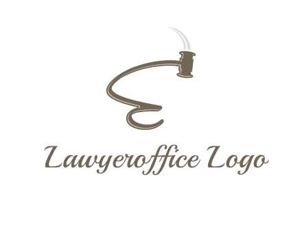 gavel forming the letter e logo