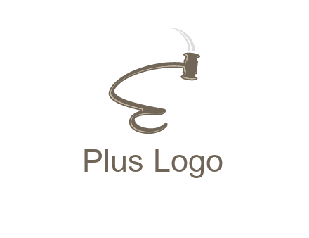 gavel forming the letter e logo