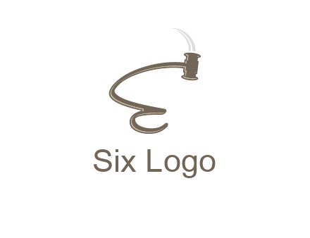 gavel forming the letter e logo