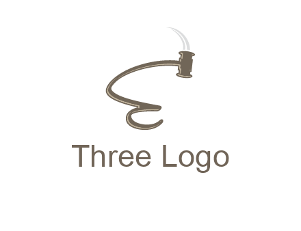 gavel forming the letter e logo