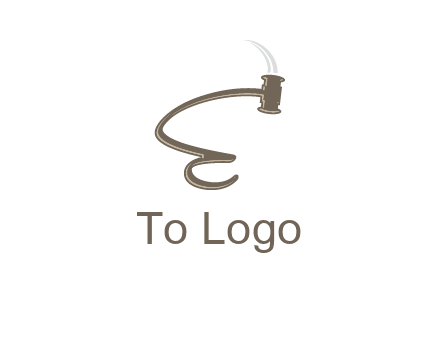 gavel forming the letter e logo