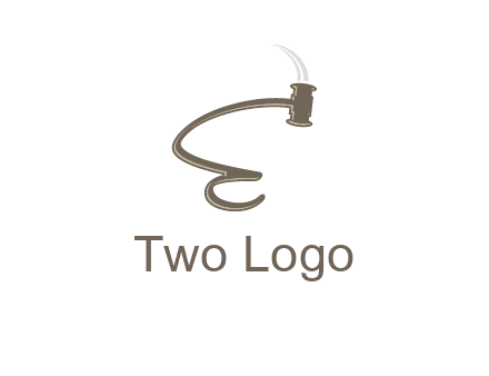 gavel forming the letter e logo