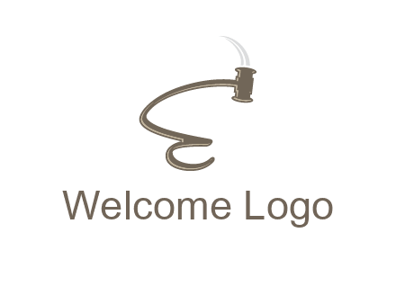 gavel forming the letter e logo