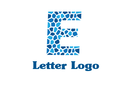 rock stones forming letter e logo