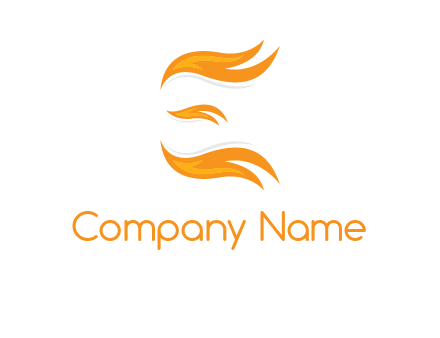 Fire forming letter e logo