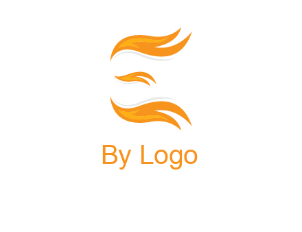 Fire forming letter e logo