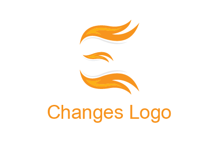 Fire forming letter e logo