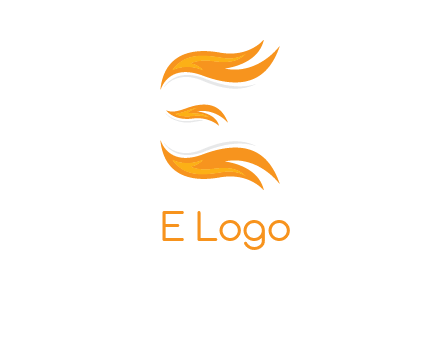 Fire forming letter e logo