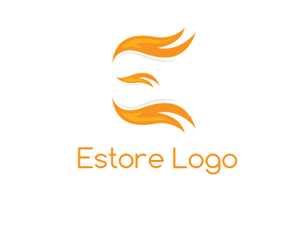 Fire forming letter e logo