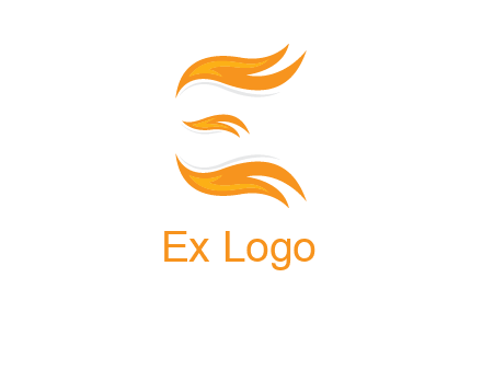 Fire forming letter e logo