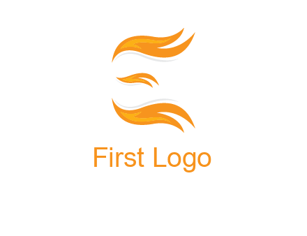 Fire forming letter e logo