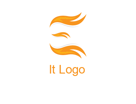 Fire forming letter e logo