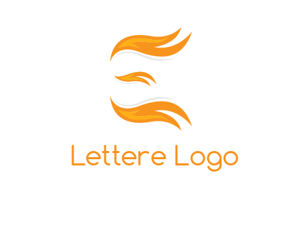 Fire forming letter e logo