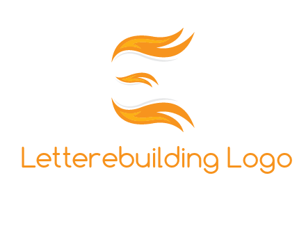 Fire forming letter e logo