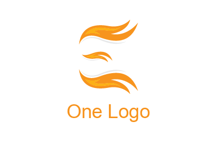 Fire forming letter e logo